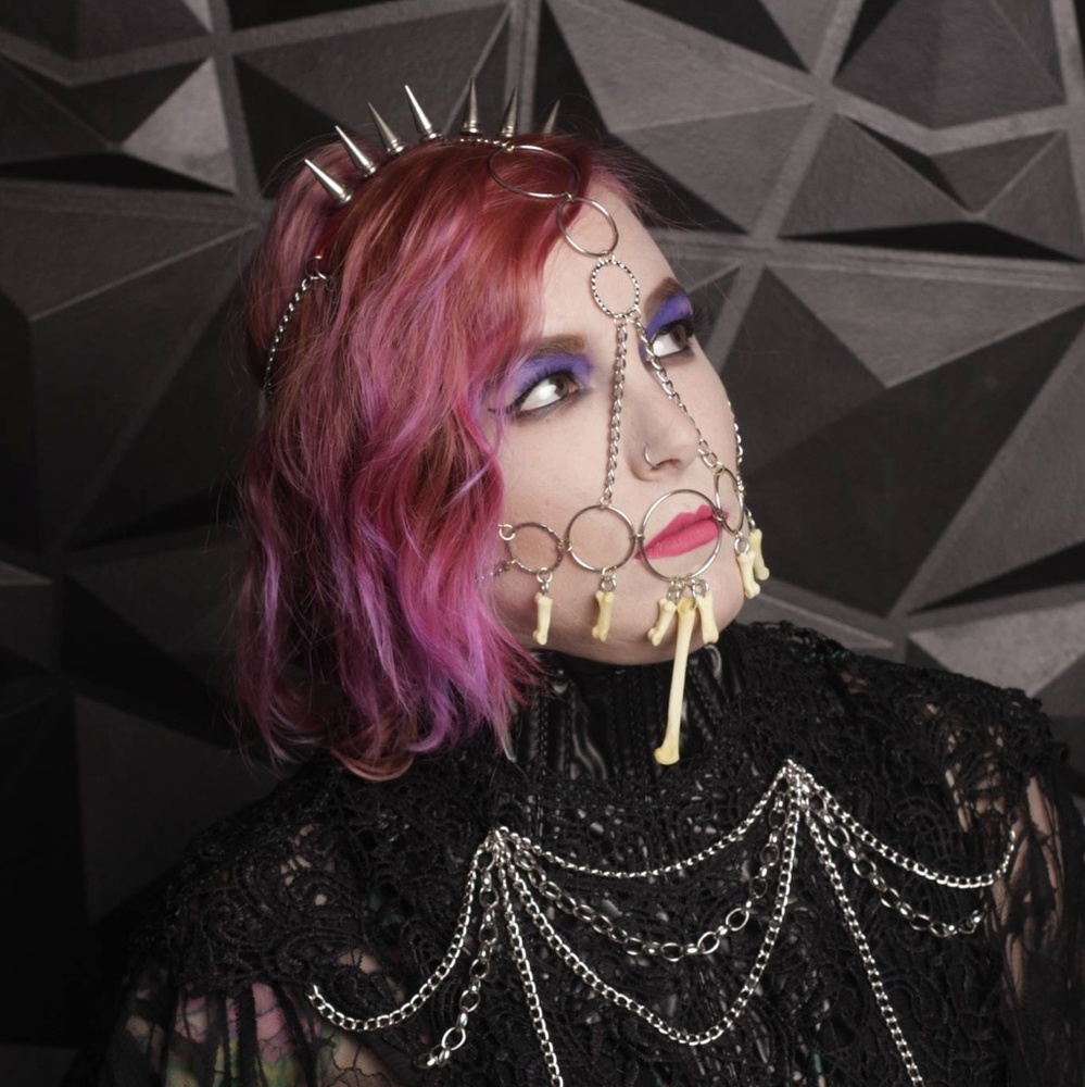 Handmade OOAK coyote bone leather spiked headdress